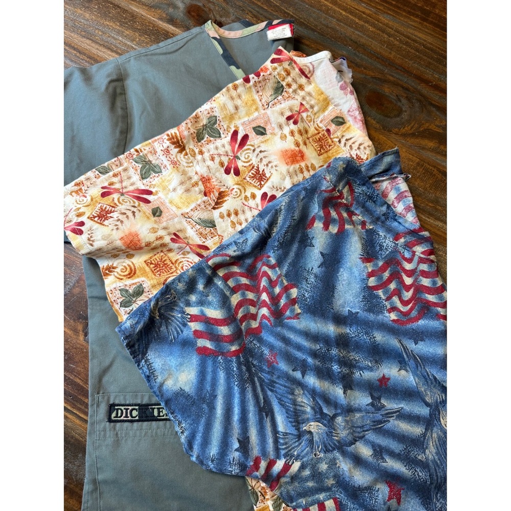 Scrub Tops‎ Bundle Dickies Peaches Patriotic Eagle Dragonfly Camo Womans Large